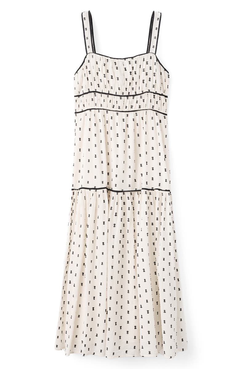 MANGO Plumeti Sleeveless Cotton Blend Midi Dress, Main, color, Ecru