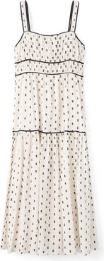 MANGO Plumeti Sleeveless Cotton Blend Midi Dress