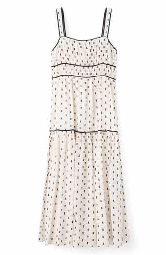 Plumeti Sleeveless Cotton Blend Midi Dress