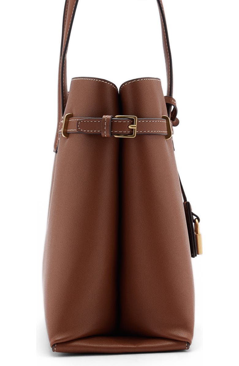 MANGO Padlock Detail Faux Leather Shopper Bag, Alternate, color,