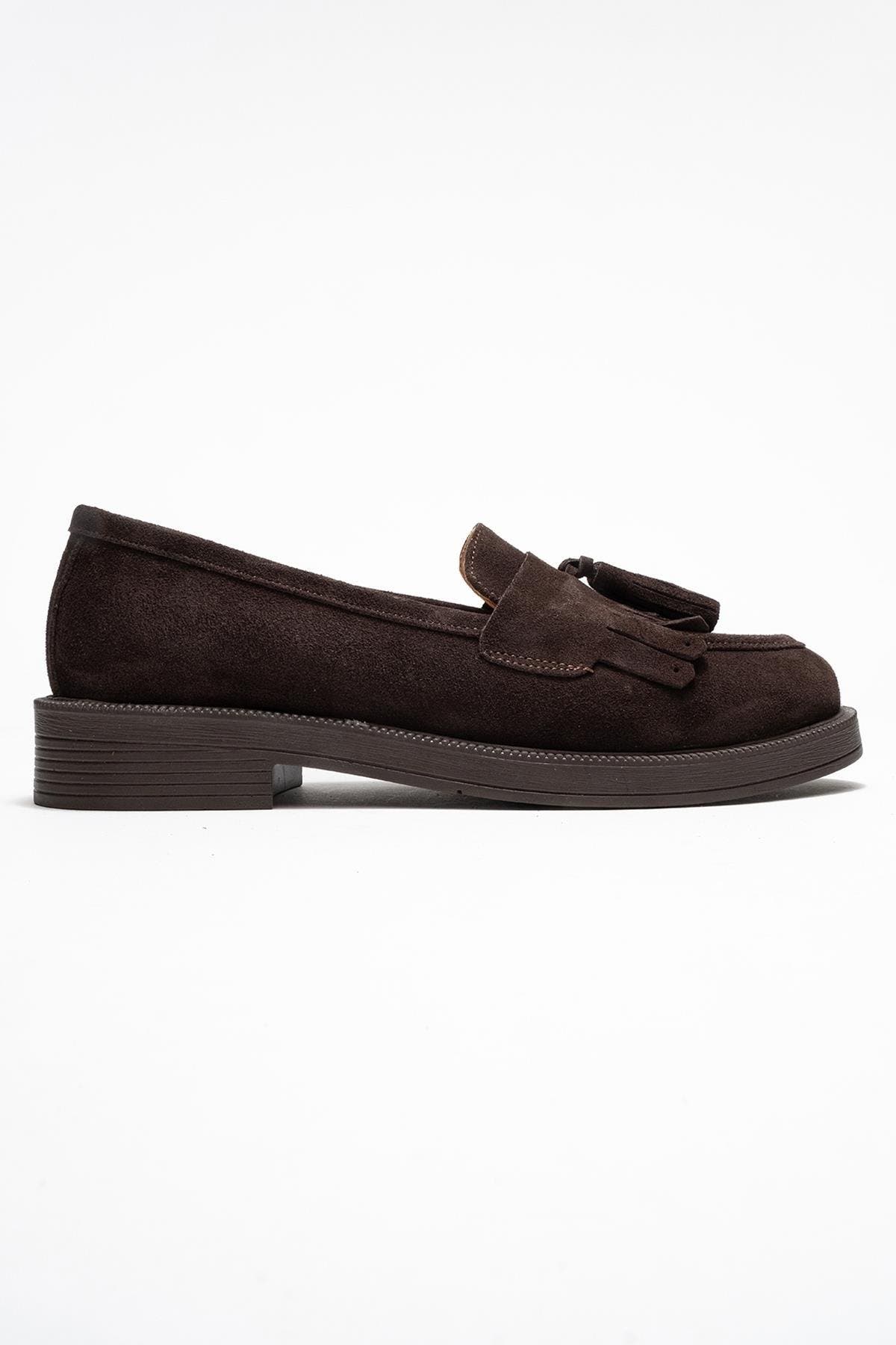 Milly Leather Tassel Loafer, Alternate, color, Brown Suede Leather