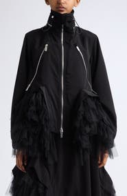 Noir Kei Ninomiya Tulle Trim Grosgrain Jacket