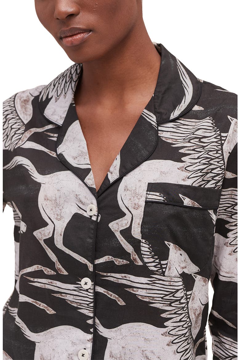 Long Sleeve Cotton Pajamas, Alternate, color, BLACK/WHITE
