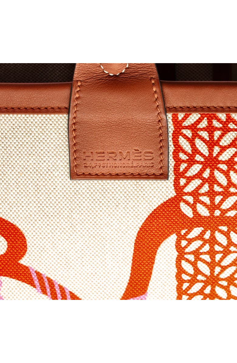 Pre-Owned Hermes Sac Steeple Tote Printed Toile with Leather 25, Alternate, color,