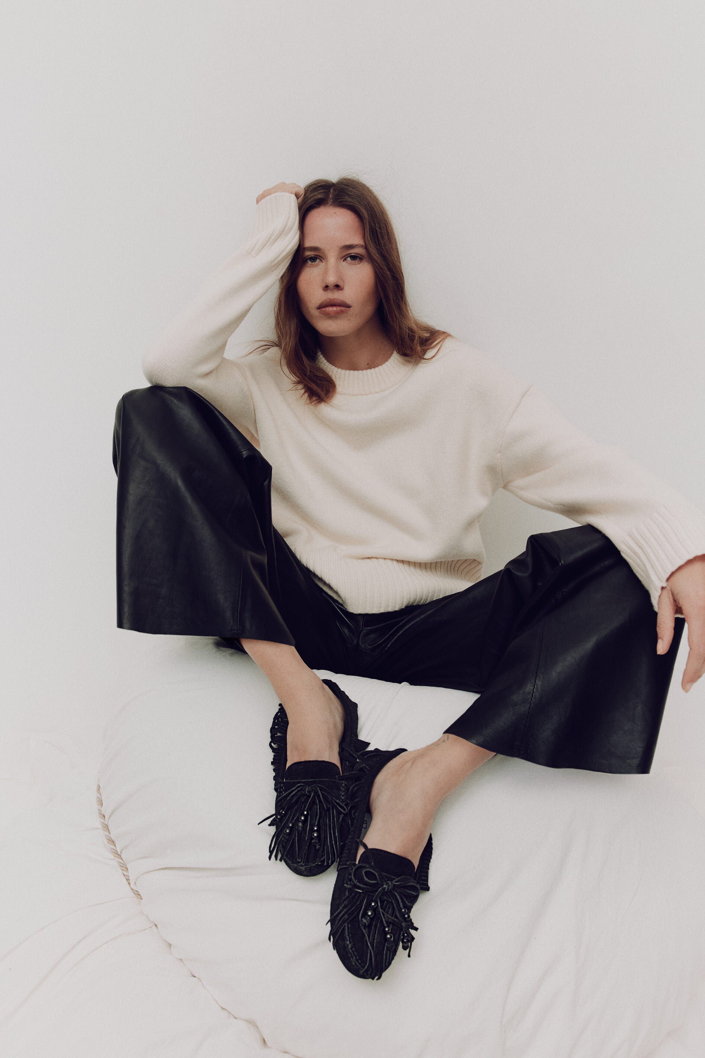 H&M Fringed Loafers, Alternate, color, Black