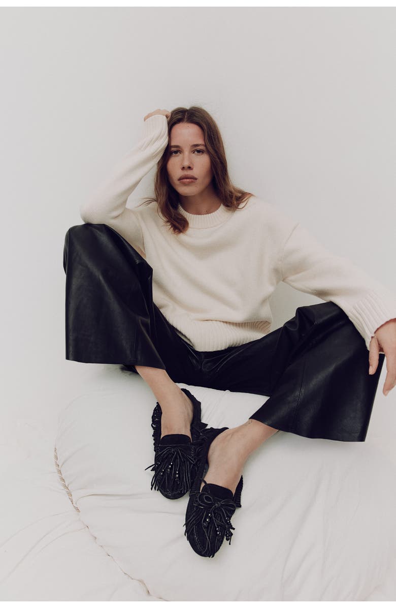 H&M Fringed Loafers, Alternate, color, Black