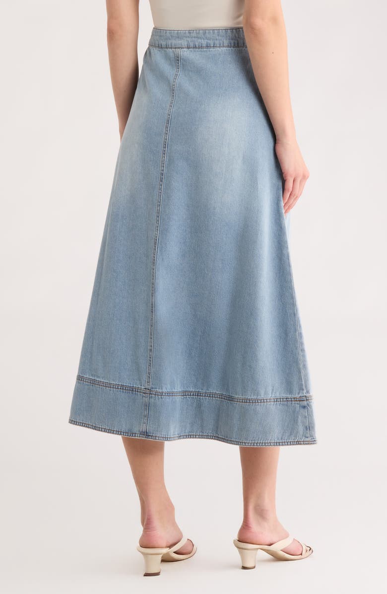 Melrose and Market Chambray Midi Skirt, Alternate, color, Light Wash