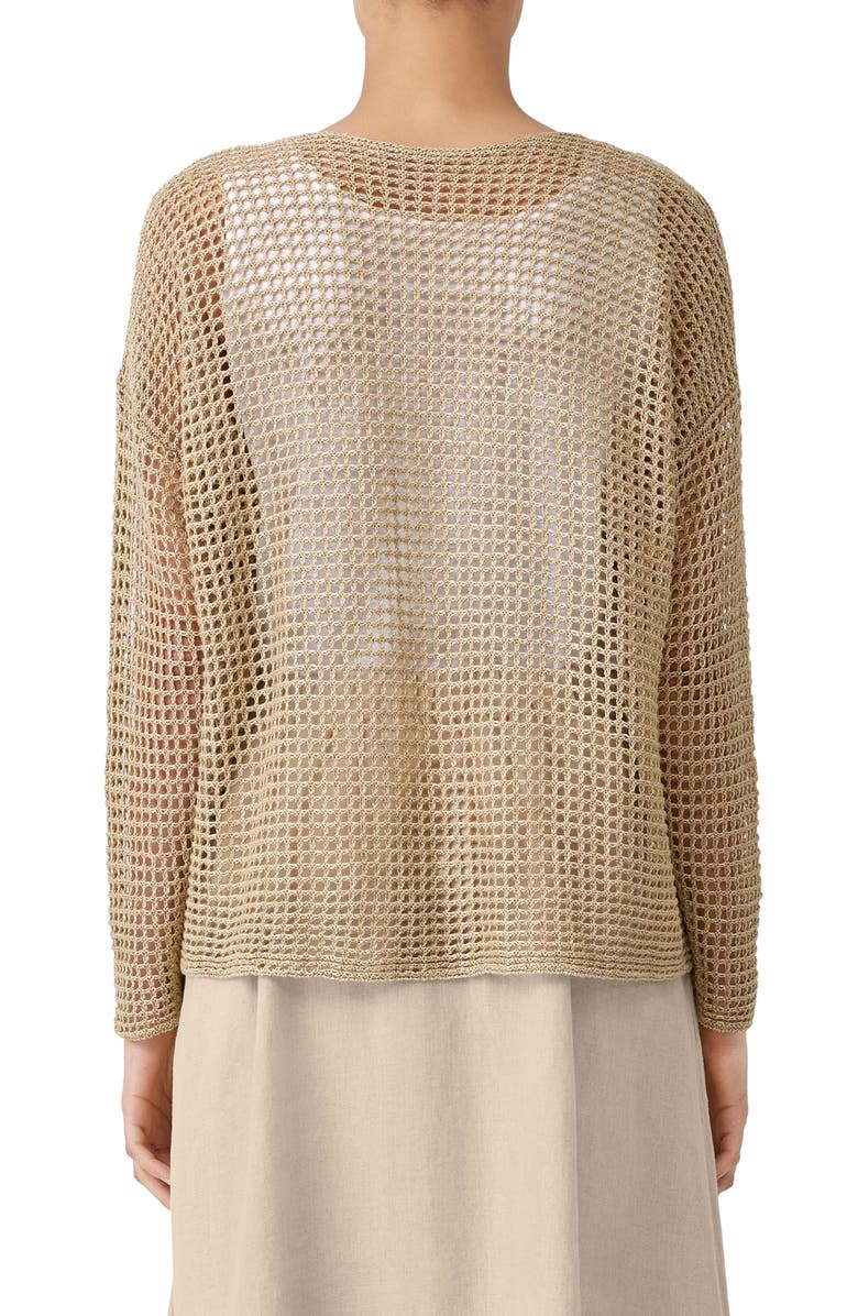 Eileen Fisher Open Stich Organic Linen Sweater, Alternate, color, 