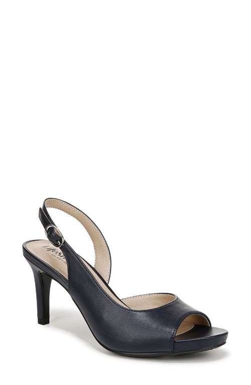 LifeStride Teller Slingback Peep Toe Pump - Wide Width Available in Navy 