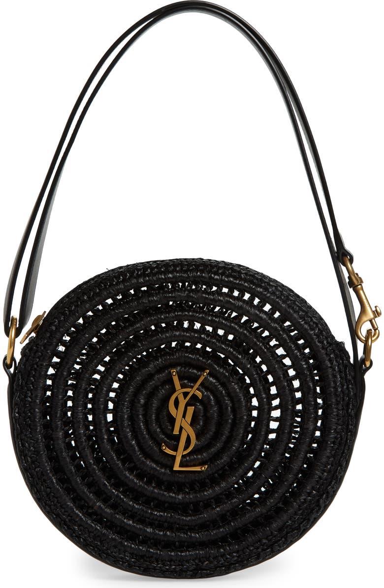Saint Laurent Woven Raffia Round Camera Bag, Main, color,
