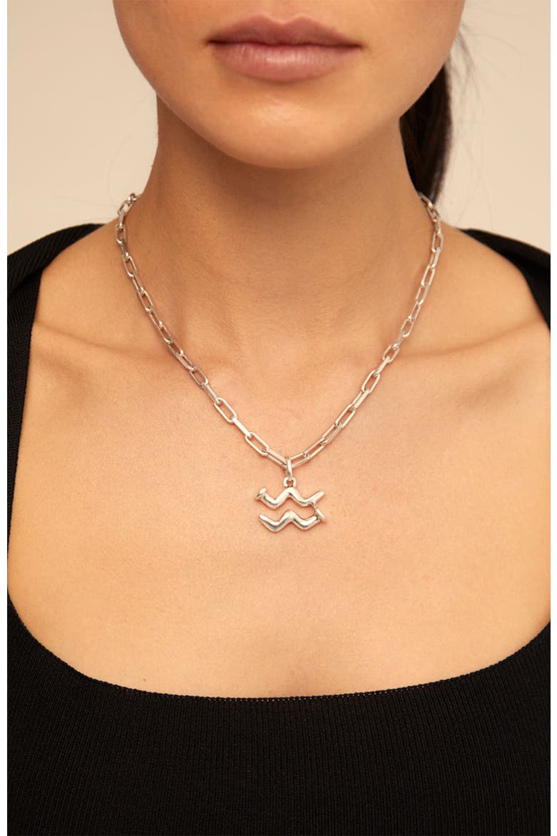 Mini Linkline Charm Necklace, Alternate, color, Silver