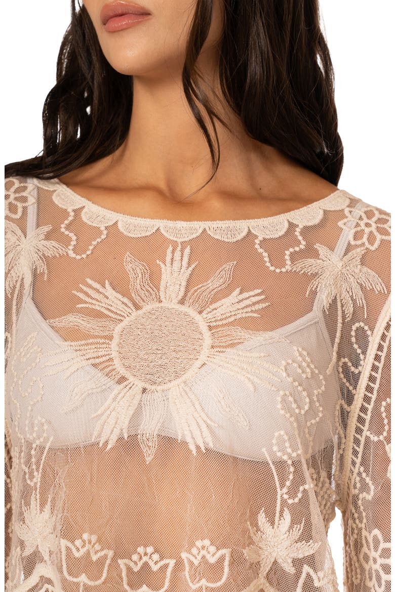 Sunroot Suneny Sheer Embroidered Cover-Up Top, Alternate, color, LIGHT BEIGE