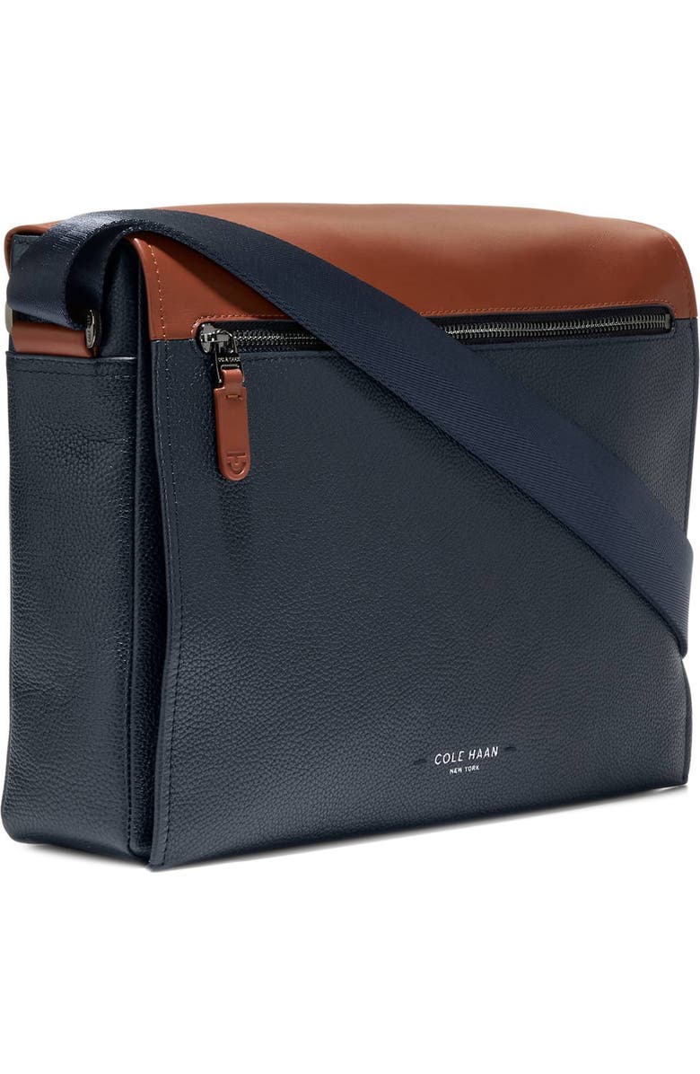 Cole Haan Damon Messenger Bag, Alternate, color, Navy Blazer/ New British Tan