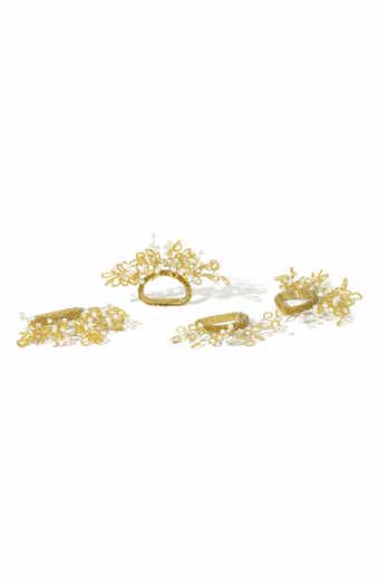 Aurelia Floral Set of 4 Beaded Napkin Rings