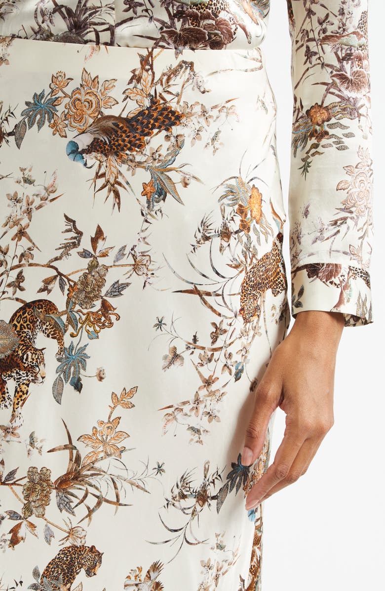 L'AGENCE Zeta Jungle Print Satin Maxi Skirt, Alternate, color,