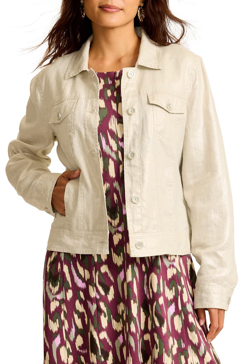Two Palms Shimmer Linen Jacket, Main, color, SEEDPEARL