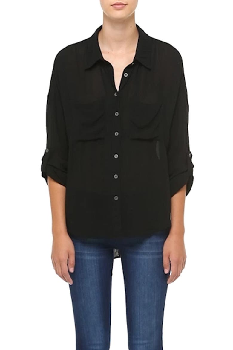 Split Back Collared Shirt, Alternate, color, BLACK