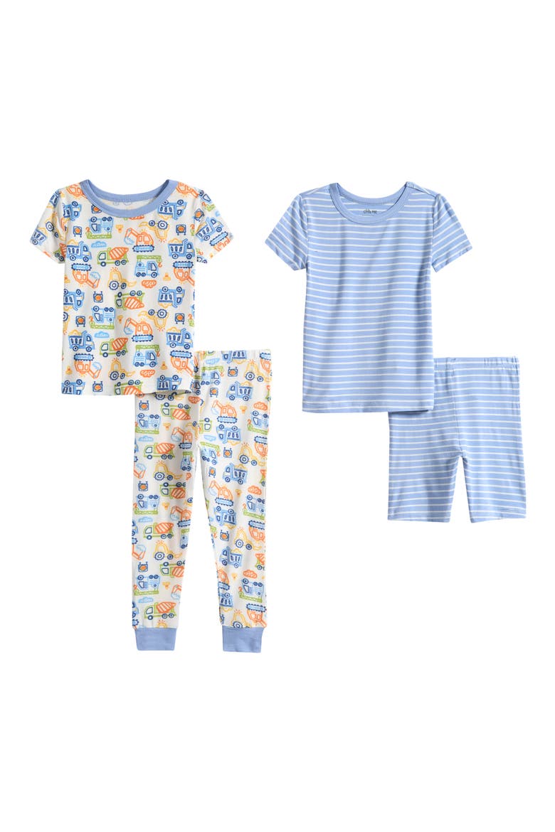 Kids' Construction 4-Piece Pajamas Set, Main, color, BLUE