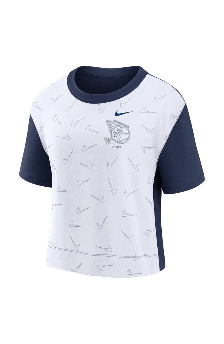 Nike Women's Nike Navy/White Cleveland Guardians Line Up High Hip Fashion T-Shirt, Alternate, color, Navy