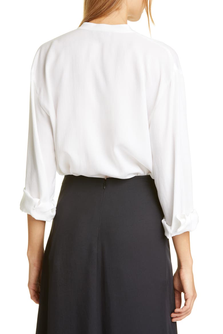 Relaxed Band Collar Blouse, Alternate, color, OFF WHITE