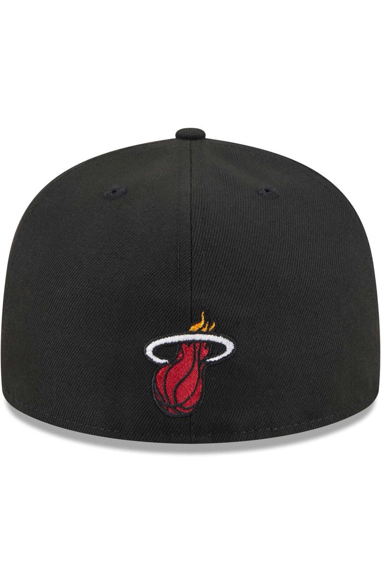 New Era Men's New Era  Black Miami Heat Game Day Hollow Logo Mashup 59FIFTY Fitted Hat, Alternate, color, Black