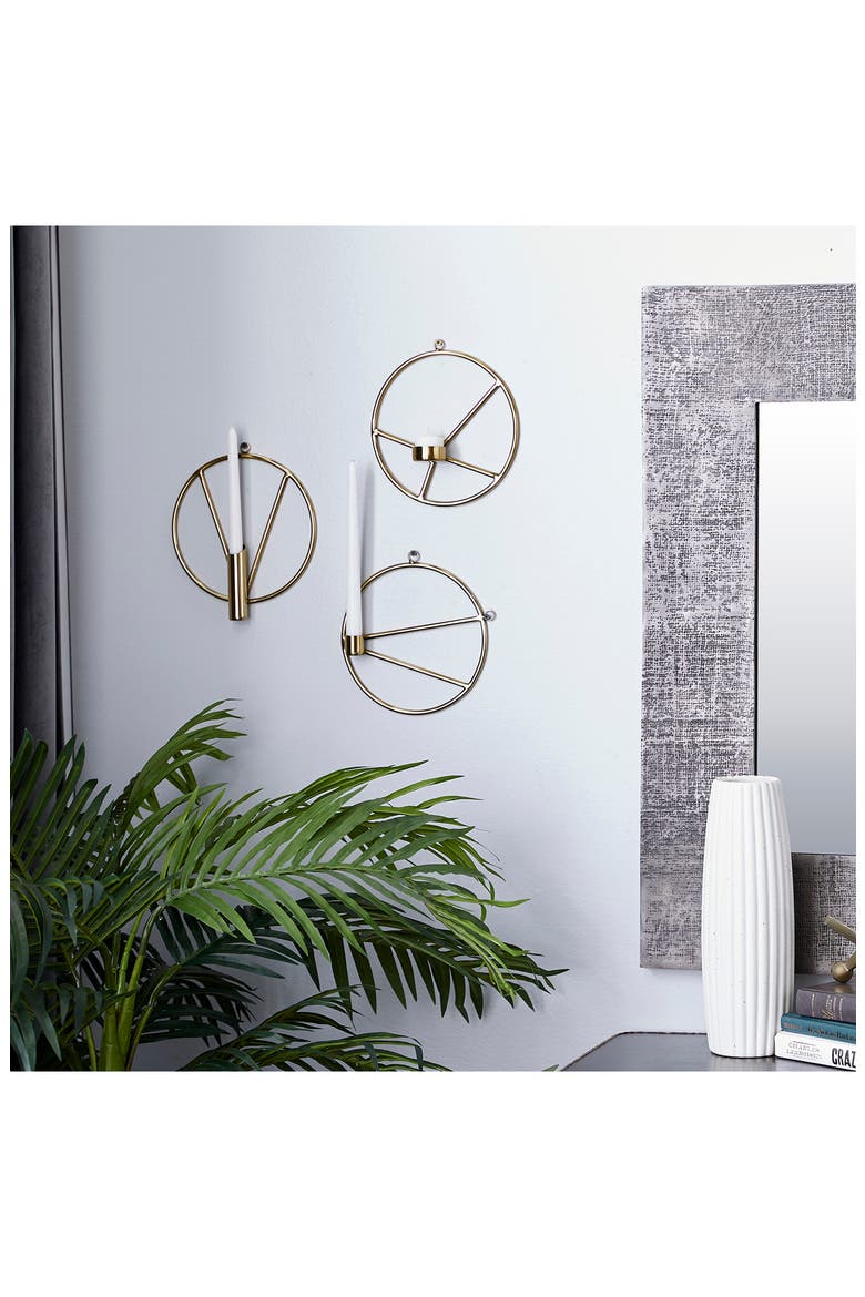 Goldtone Stainless Steel Modern Wall Sconce - Set of 3, Alternate, color, GOLD