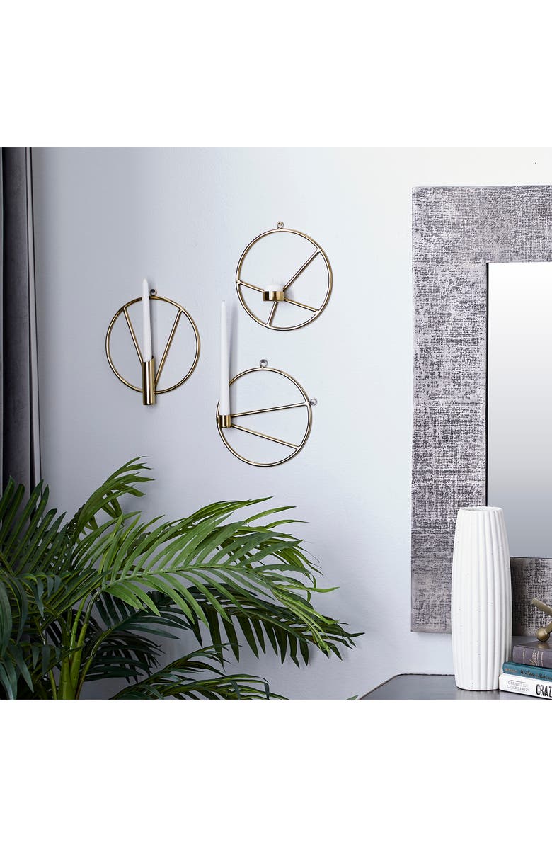 WILLOW ROW Goldtone Stainless Steel Modern Wall Sconce - Set of 3, Alternate, color, Gold