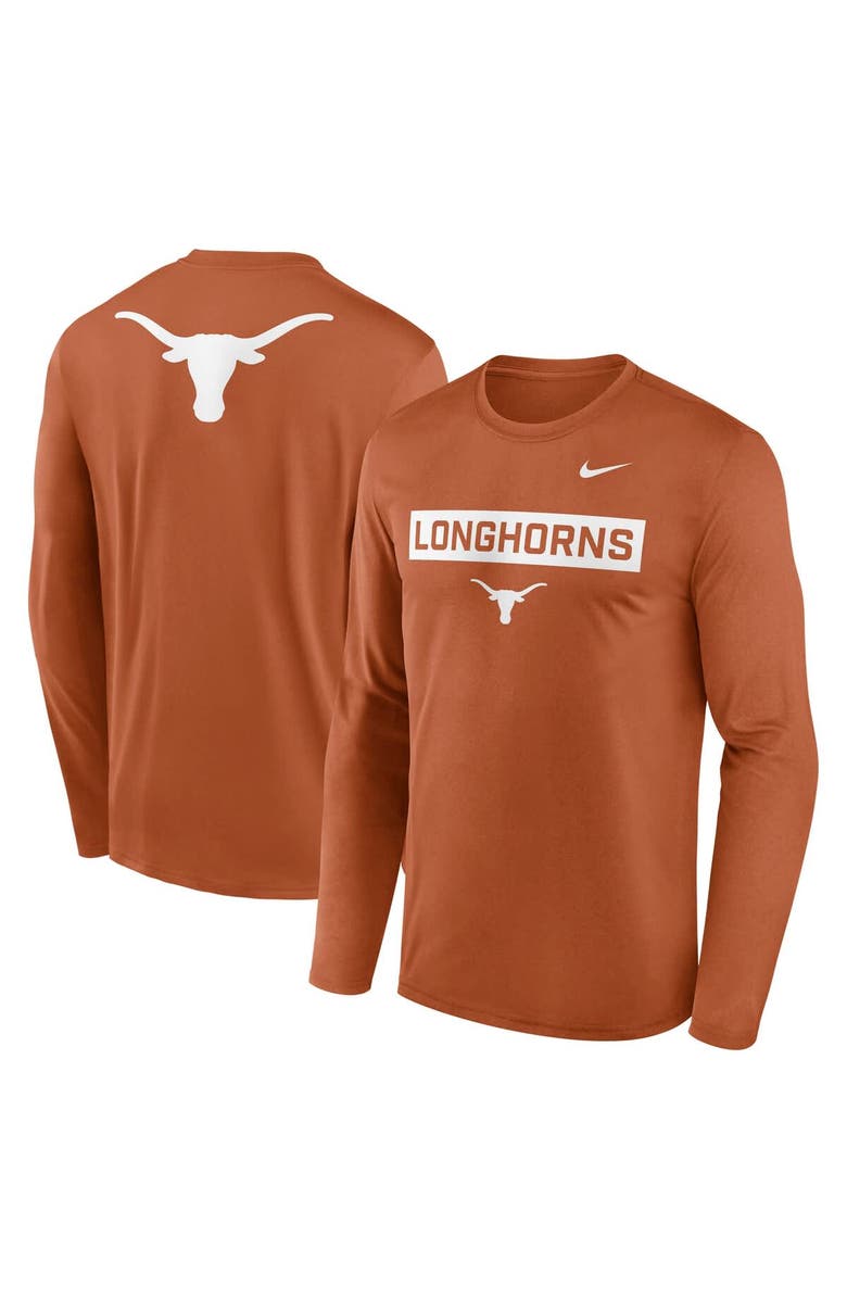 Nike Men's Nike Burnt Orange Texas Longhorns Primetime Campus 2-Hit Legend Dri-FIT Long Sleeve T-Shirt, Main, color, Burnt Orange