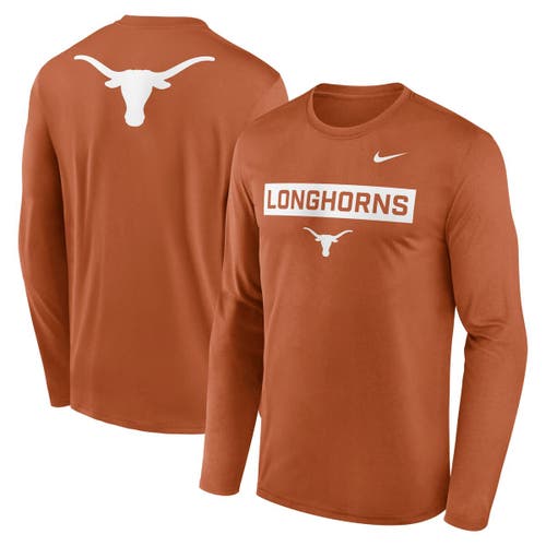 Nike Burnt Orange Texas Longhorns Primetime Campus 2-hit Legend Dri-fit Long Sleeve T-shirt In Orange