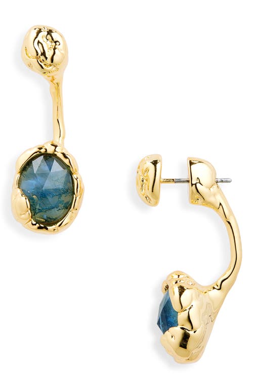 Alexis Bittar Brut Blue Moss Agate Front/Back Earrings in Blue Stones 