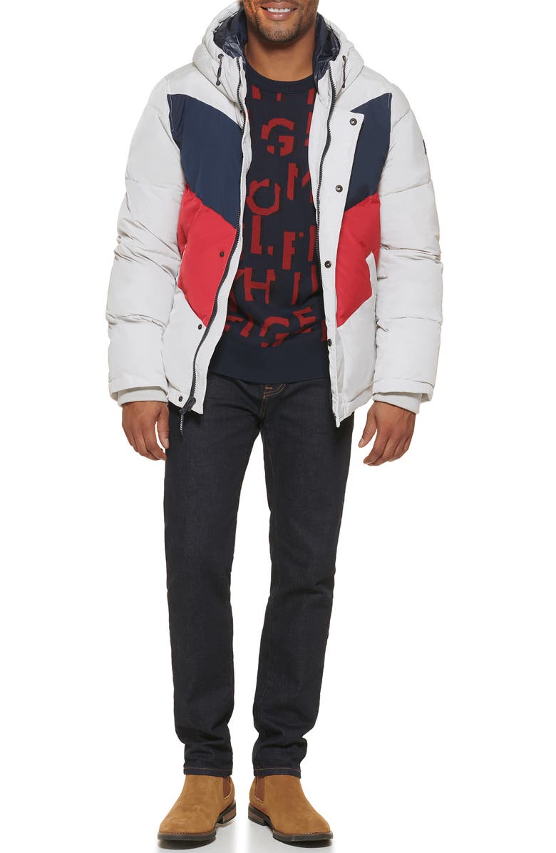 Tommy Hilfiger Colorblock Water Resistant Hooded Puffer Jacket, Alternate, color, 