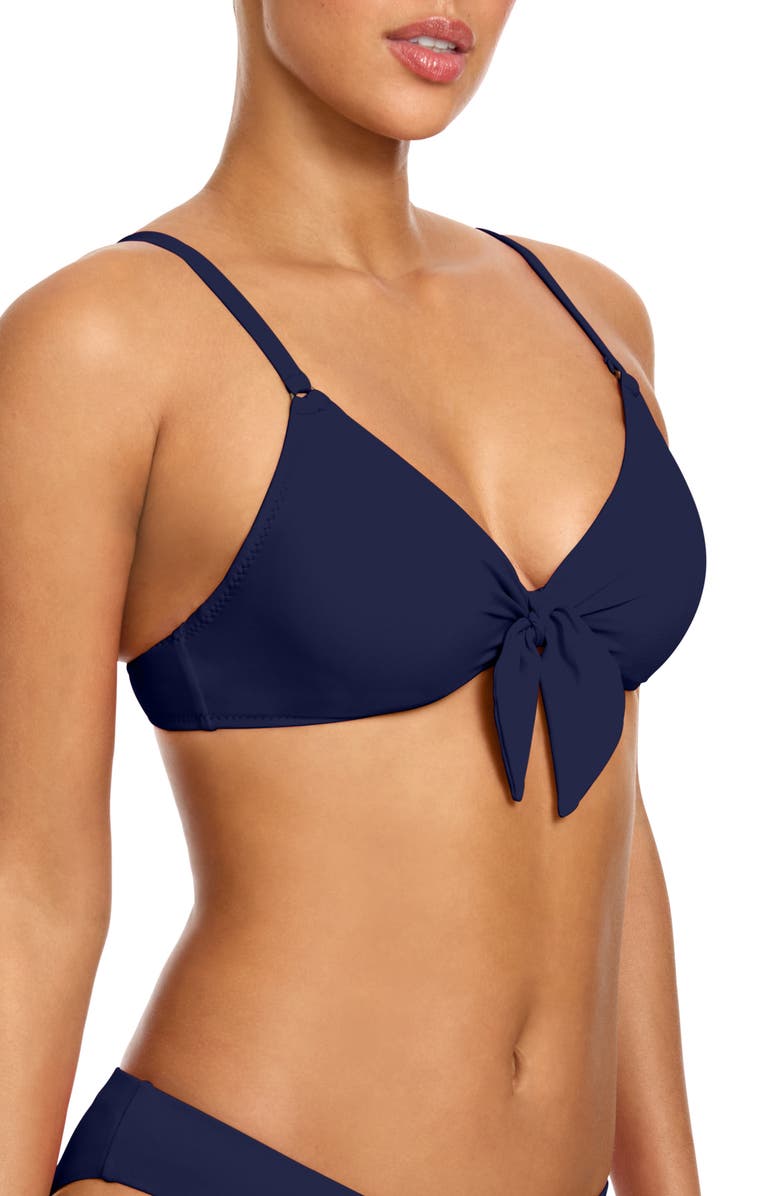Robin Piccone Ava Underwire Triangle Bikini Top, Alternate, color, Navy