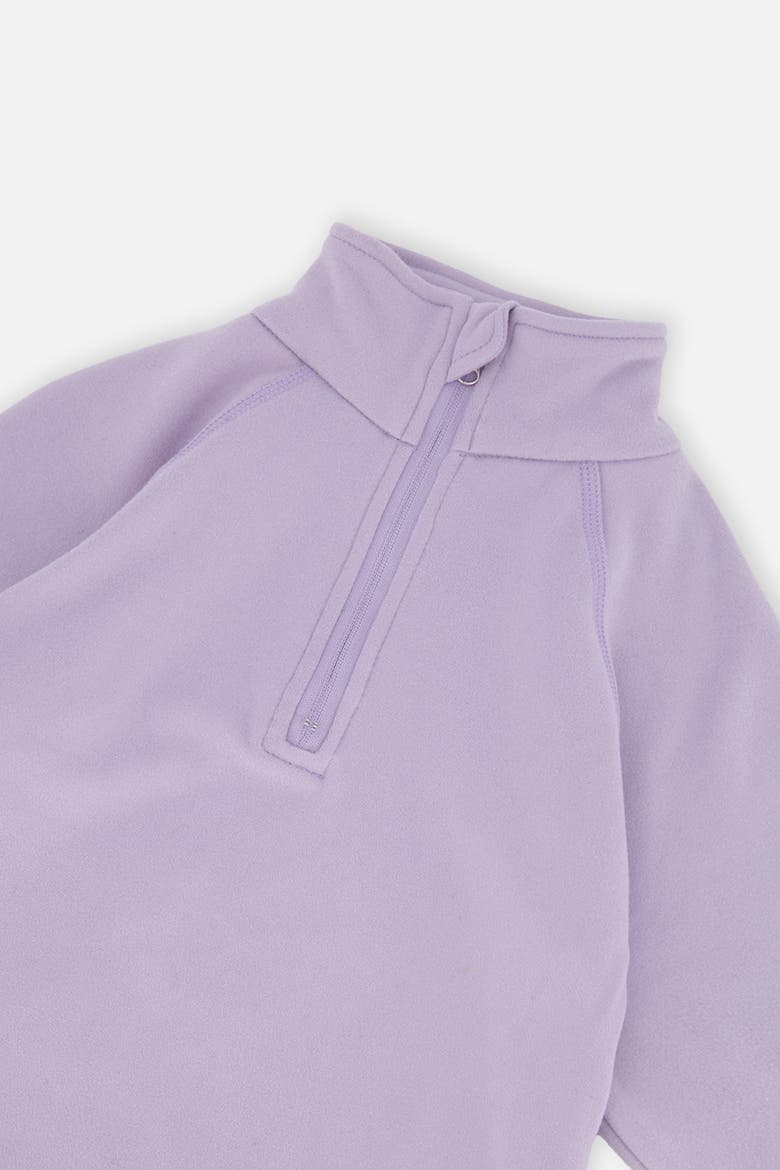 Girl Two Piece Brushed Half-Zip Top & Pants Thermal Underwear, Alternate, color, Lavender