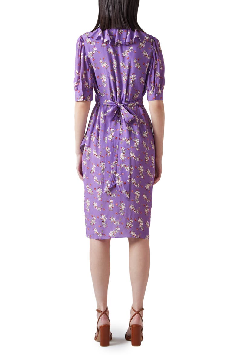 Ophelia Floral Short Sleeve Faux Wrap Dress, Alternate, color, MULTI-PURPLE