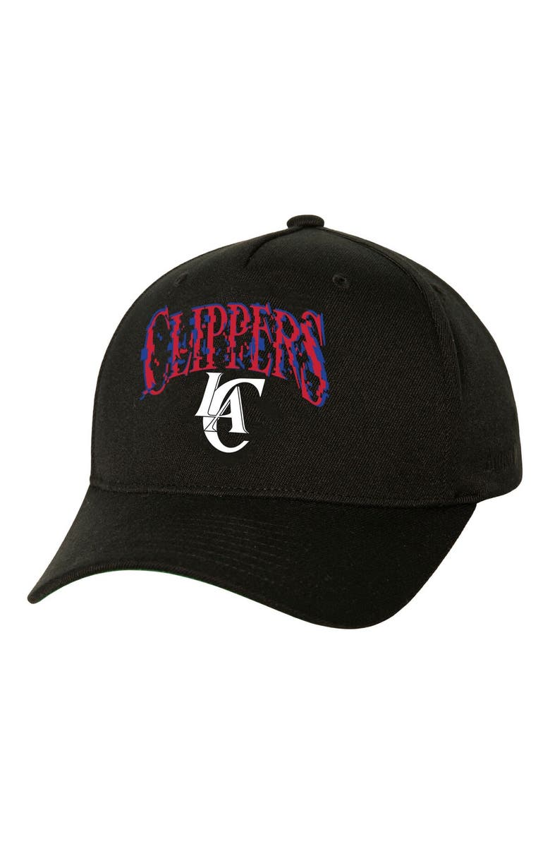 Mitchell & Ness Men's  Black LA Clippers SUGA x NBA by Mitchell & Ness Capsule Collection Glitch Stretch Snapback Hat, Main, color, 