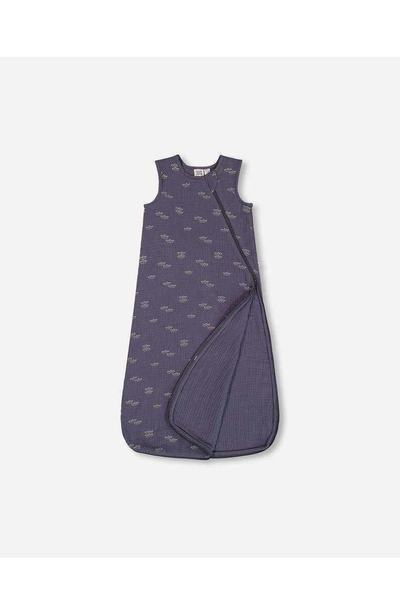 Deux par Deux Baby Boy's Printed Muslin Sleep Sack Navy Blue Paper Boats, Alternate, color,