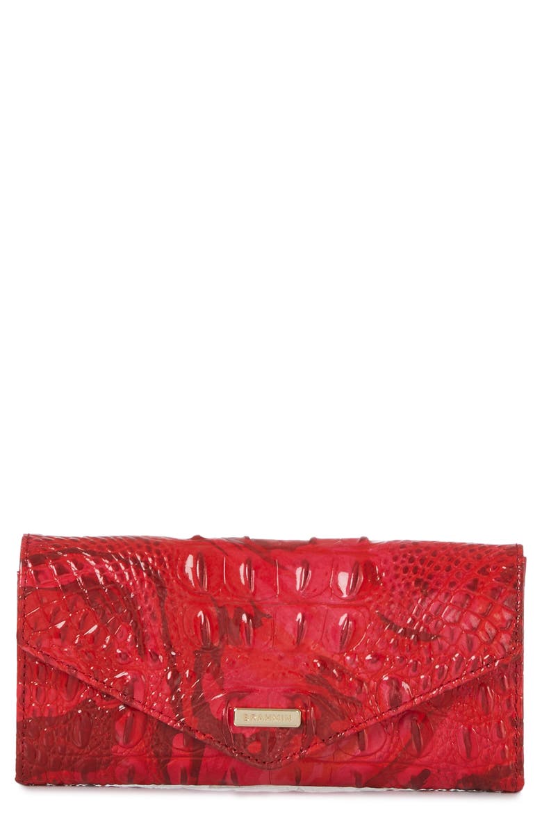 Brahmin Veronica Croc Embossed Leather Envelope Wallet, Main, color, 
