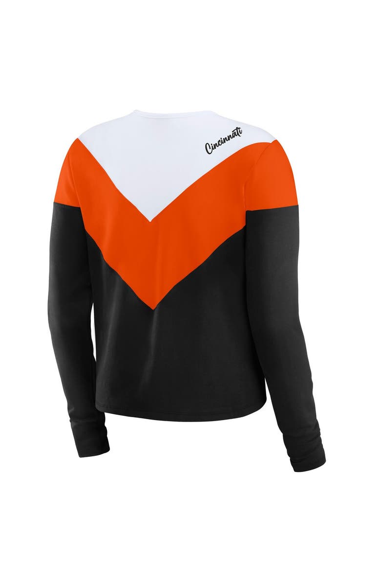 WEAR by Erin Andrews Women's WEAR by Erin Andrews Cincinnati Bengals Black/Orange Plus Size Chevron Tri-Blend Long Sleeve T-Shirt, Alternate, color, Black