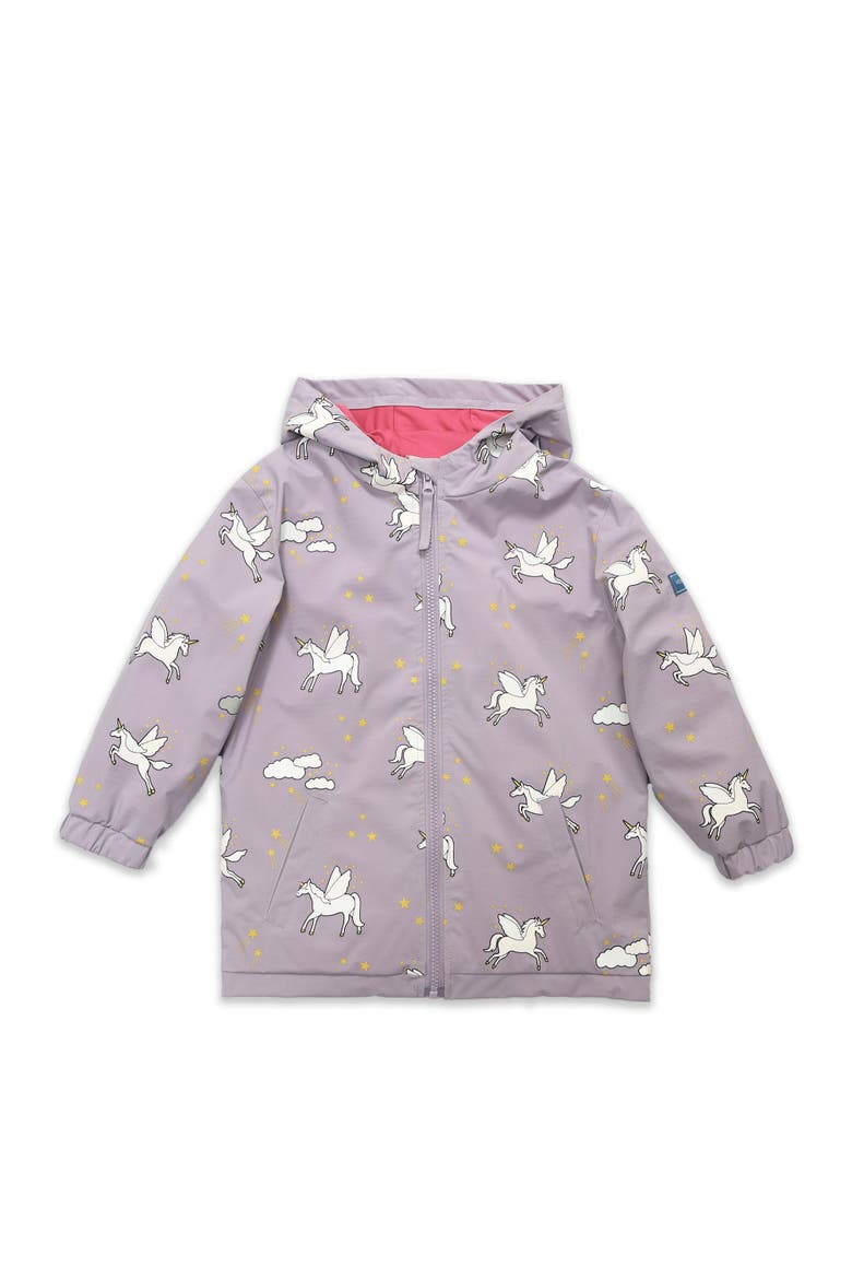 Kid's Girls Color Changing Hooded Raincoat, Main, color, Purple