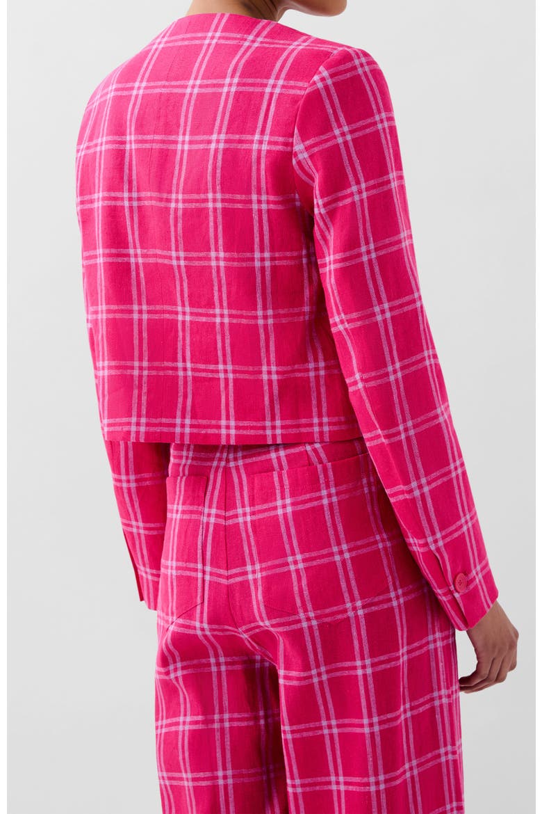 Linen Check Blazer, Alternate, color, Redcheck
