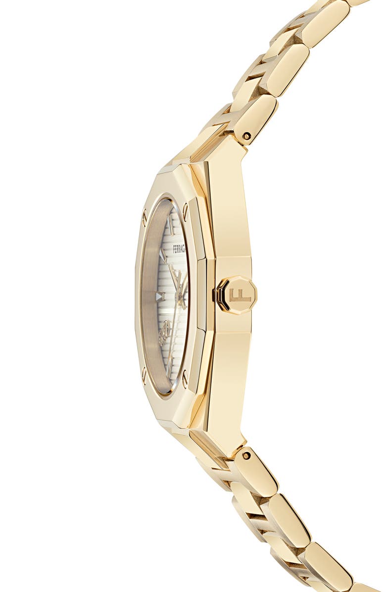 FERRAGAMO Edge Bracelet Watch, 34mm, Alternate, color, Ip Yellow Gold