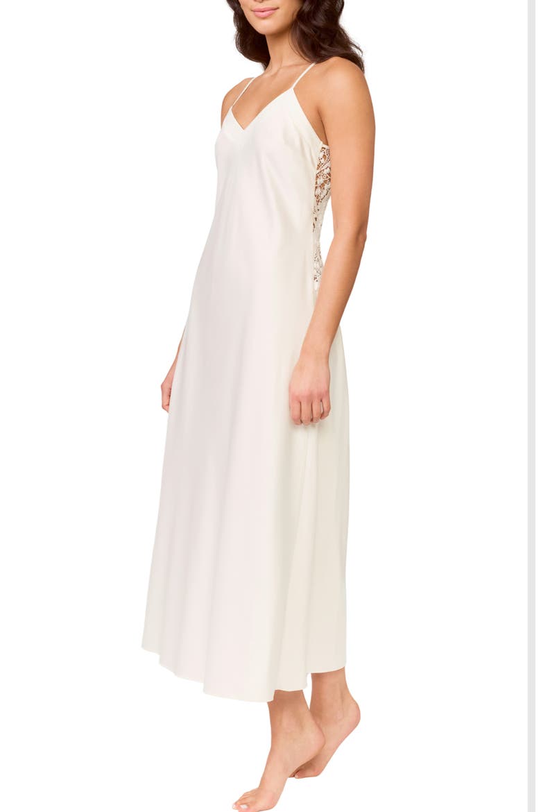 Isles Charmeuse & Venetain lace Nightgown, Alternate, color, IVORY