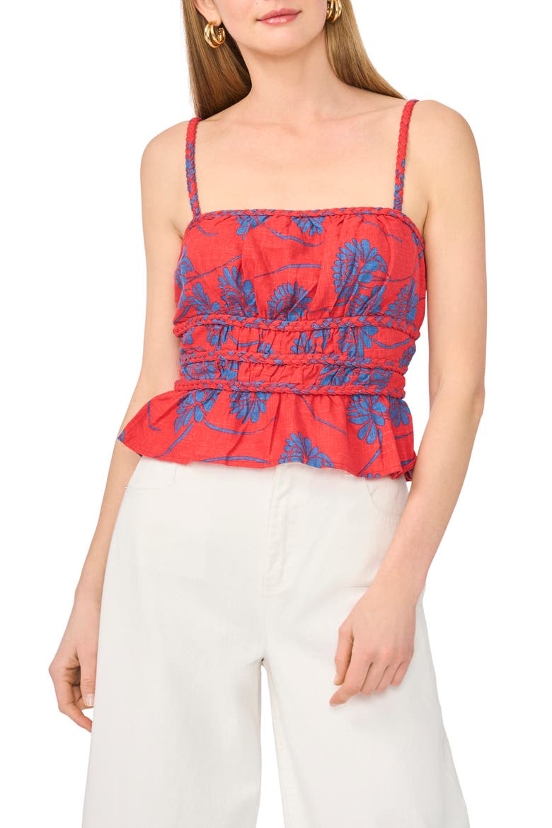 Smocked Peplum Cami, Main, color, AURA ORANGE