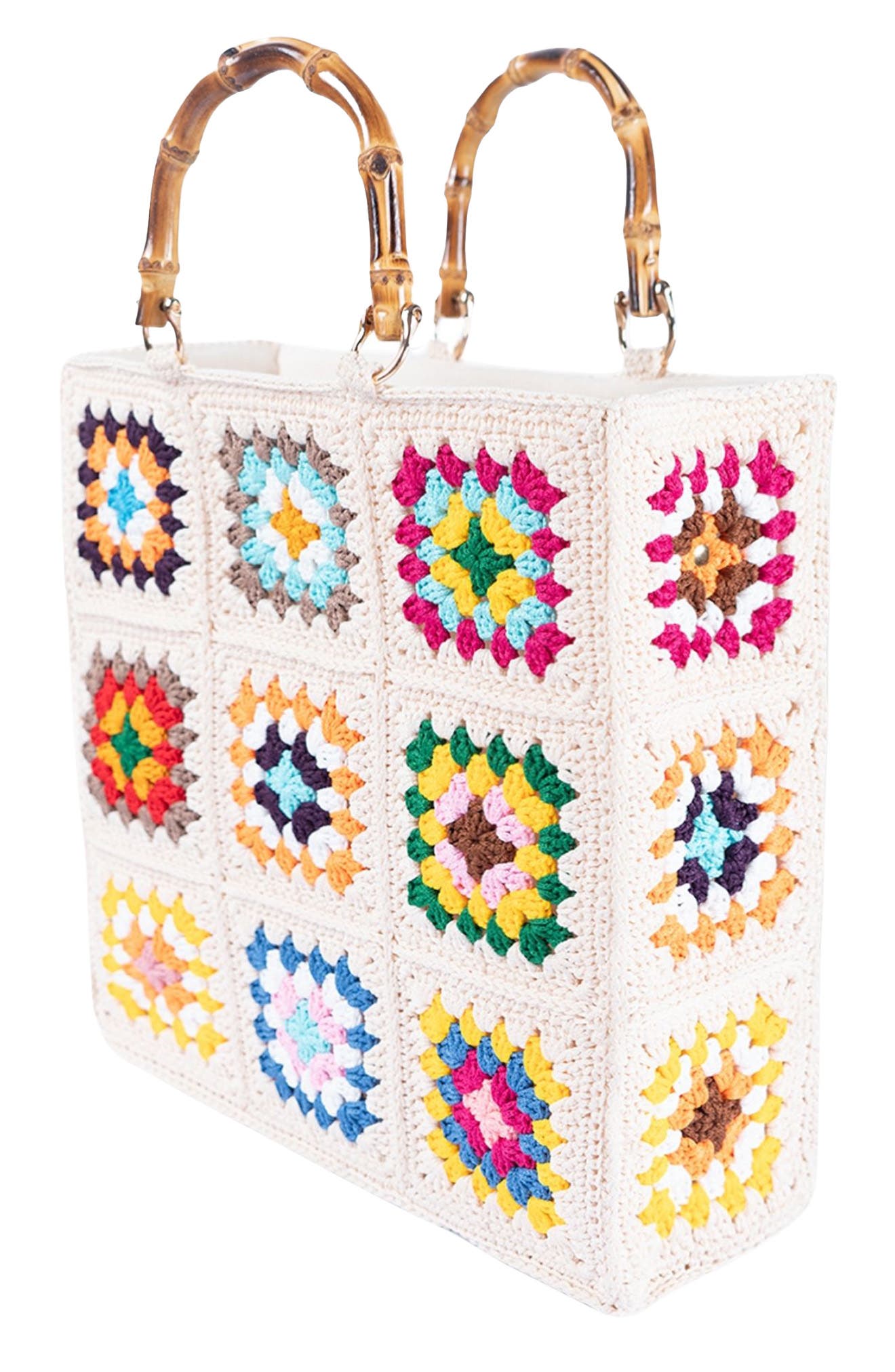 Jelavu Granny Square Crochet Tote Bag, Alternate, color, Ivory Multi
