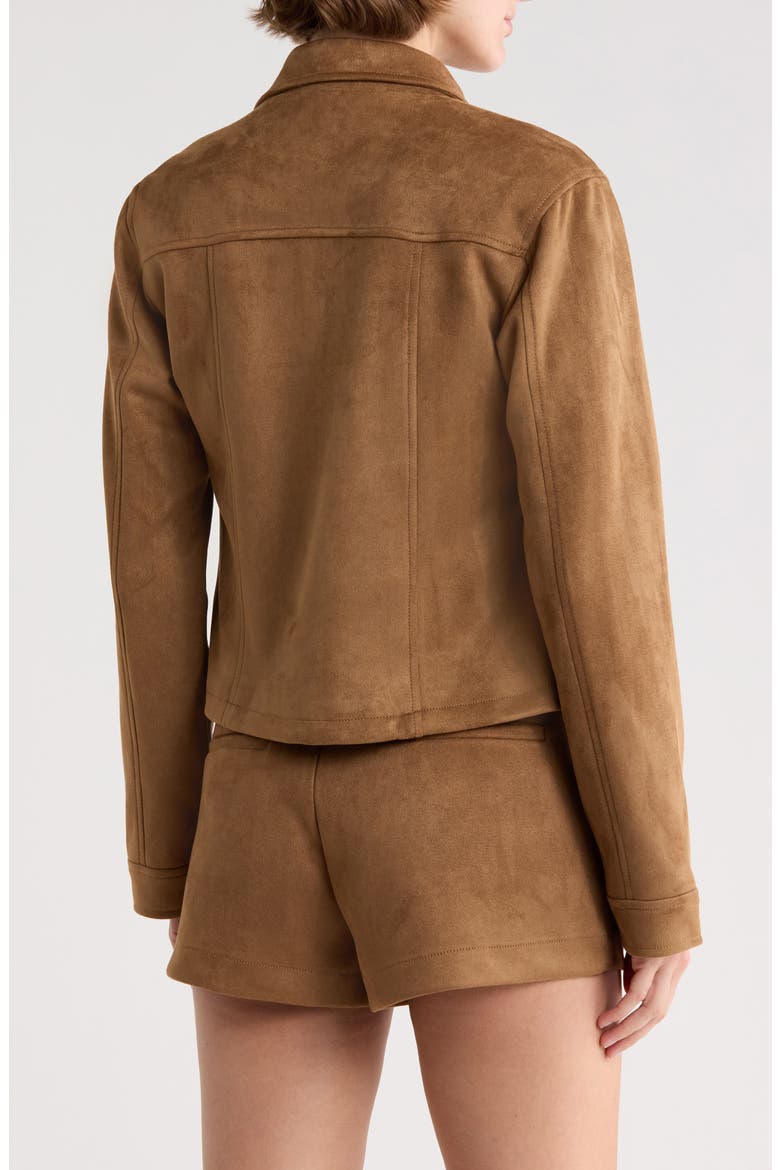 Fitted Faux Suede Jacket, Alternate, color, LIGHT BROWN