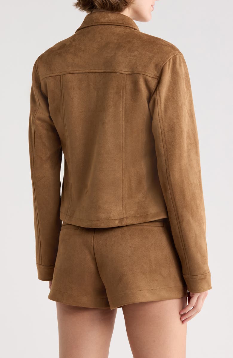 Vigoss Fitted Faux Suede Jacket, Alternate, color, Light Brown