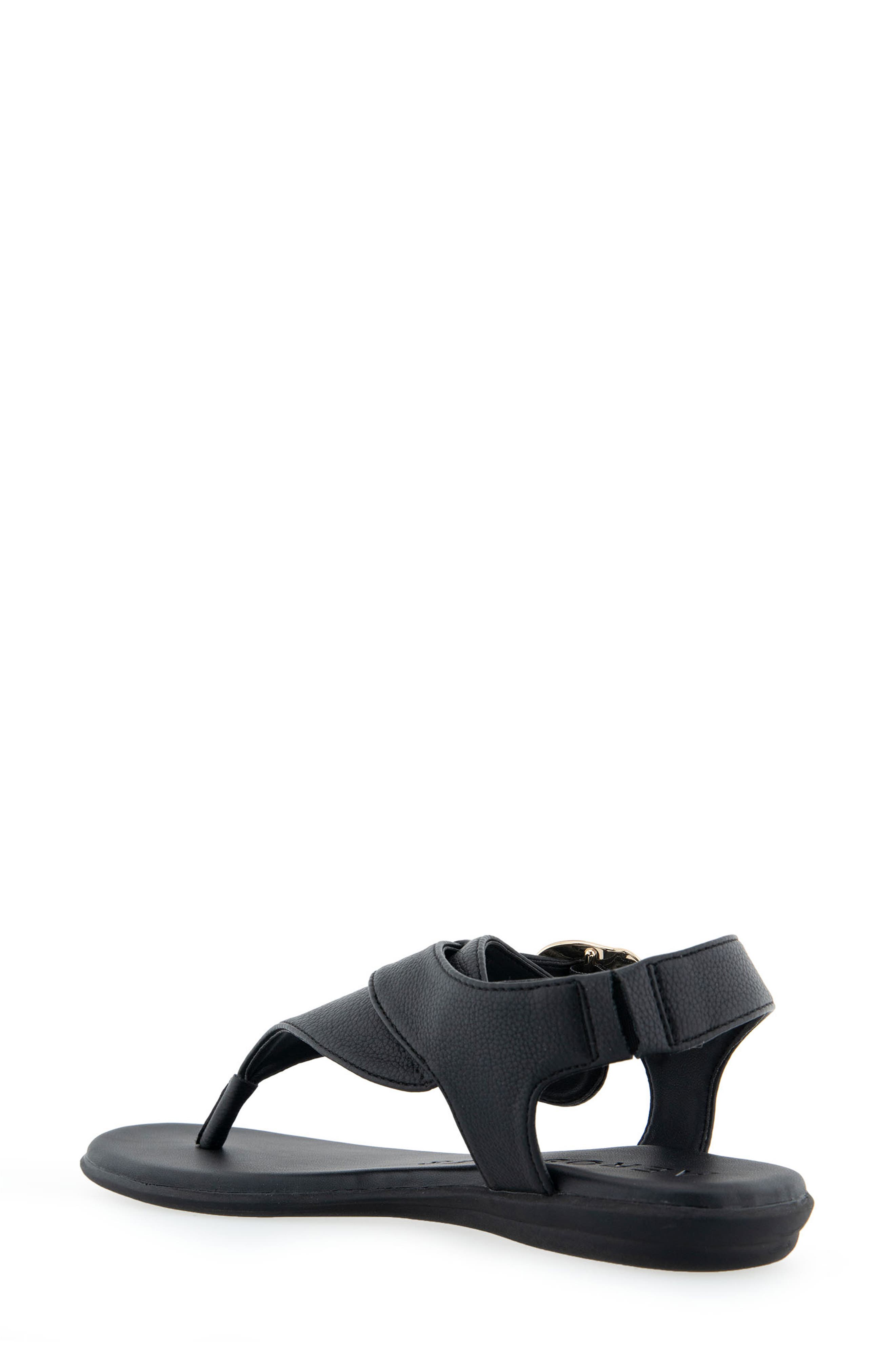 Isa Buckle Sandal, Alternate, color, BLACK GRAINY PU
