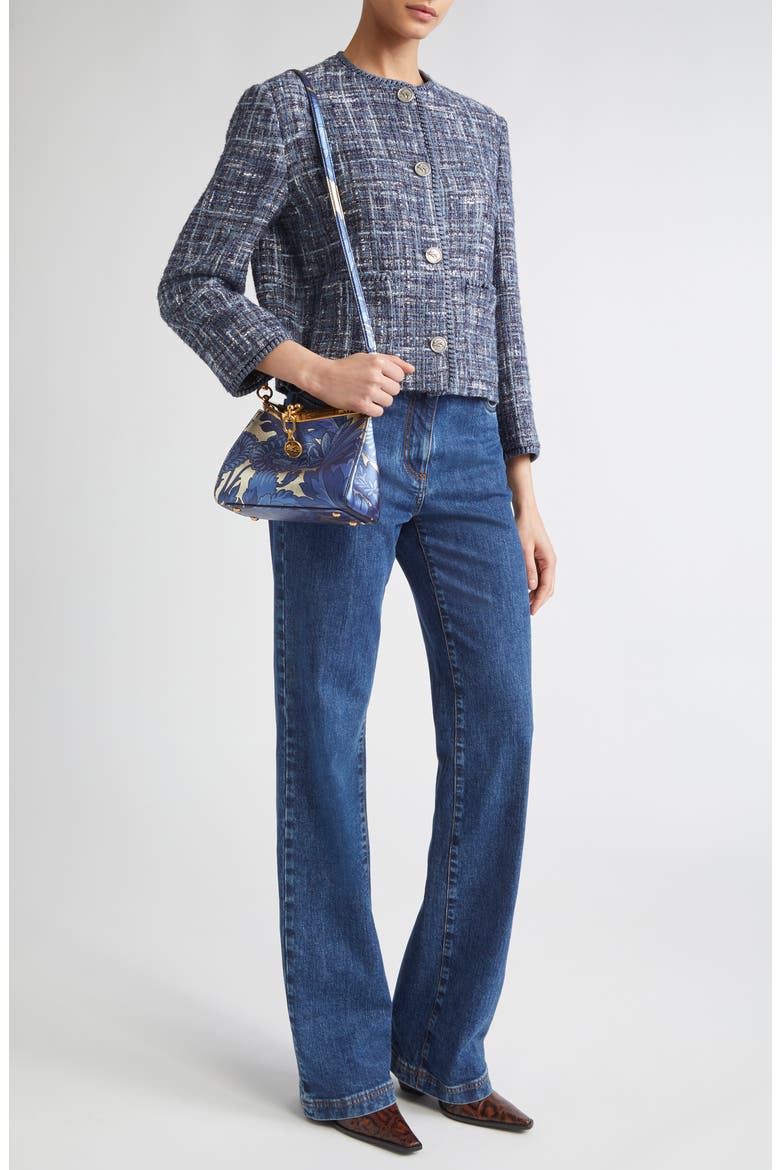 Abstract Check Crop Bouclé Jacket, Alternate, color, MULTICOLOR BLUE BASE
