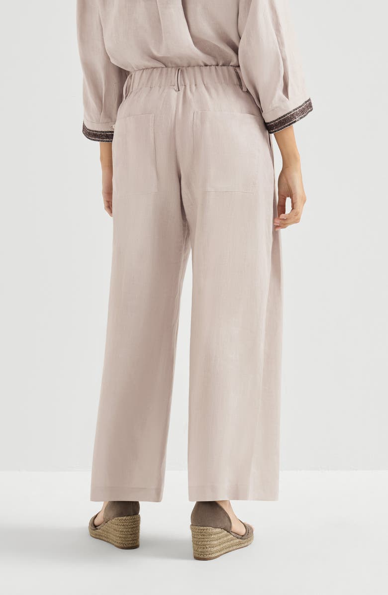 Brunello Cucinelli Linen trousers with drawstring, Alternate, color, Yuta