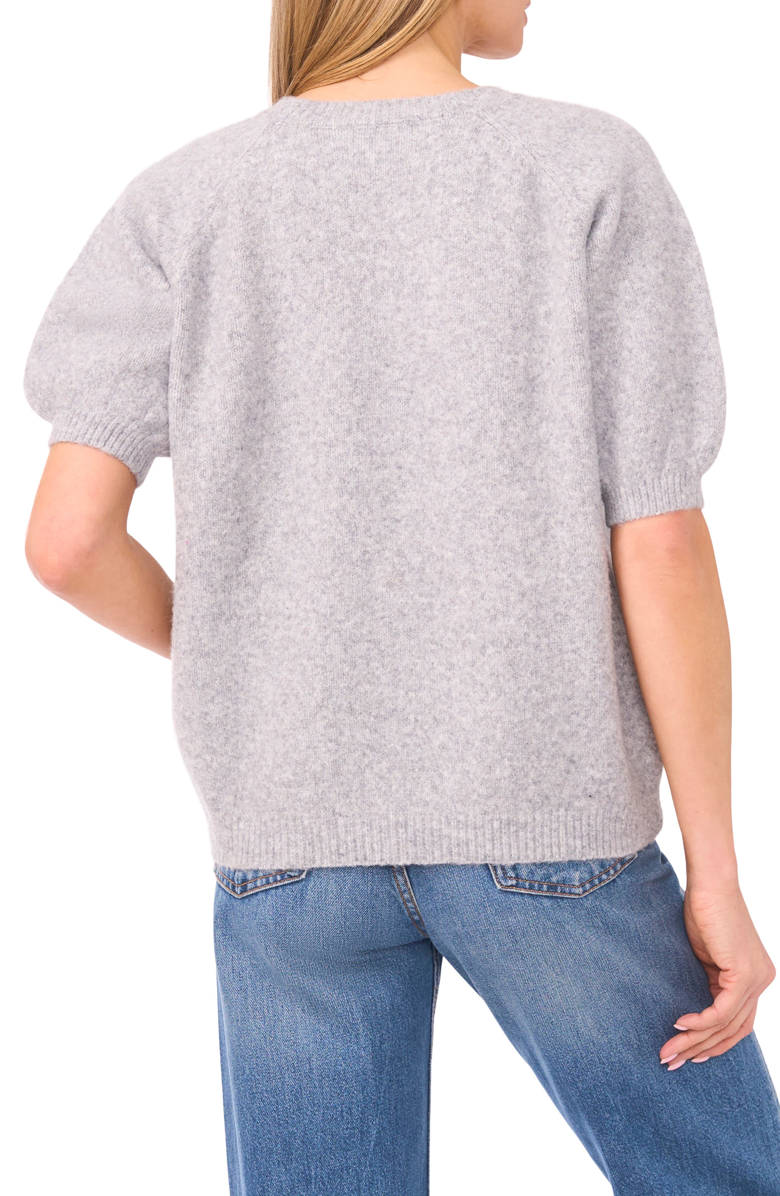 Floral Embroidered Short Sleeve Sweater - image 2
